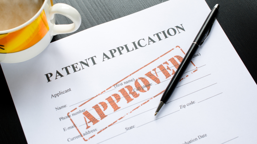 Patent application form marked as approved.